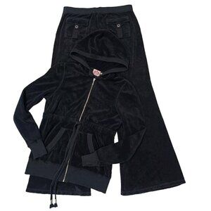 Vintage Juicy Couture Tracksuit Matching Set Large Jacket Pants Flared Pockets
